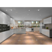 Design de cozinha personalizado Modern Style High Gloss White Lacquer Kitchen Cabinet Handle Free